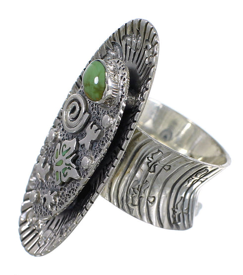 Sterling Silver Southwestern Turquoise Butterfly Bear Ring Size 6 WX81037