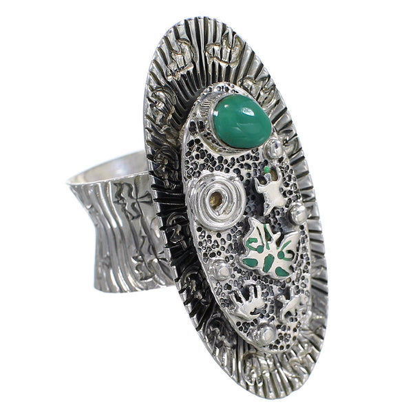 Southwest Turquoise Silver Butterfly Bear Ring Size 5-1/4 WX81043
