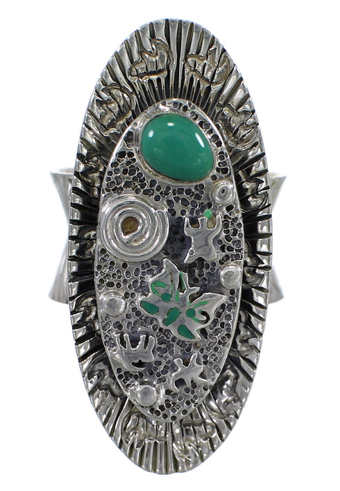 Southwest Turquoise Silver Butterfly Bear Ring Size 5-1/4 WX81043