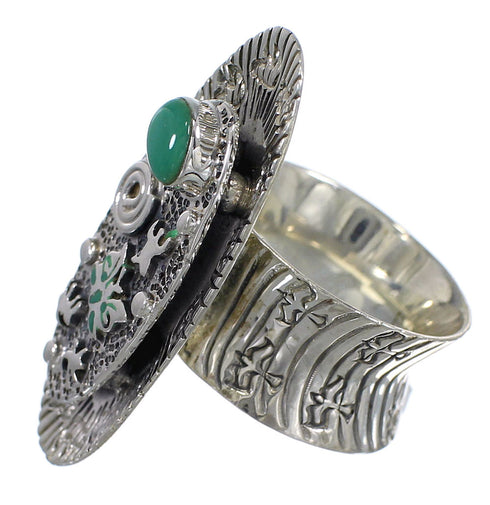 Southwest Turquoise Silver Butterfly Bear Ring Size 5-1/4 WX81043