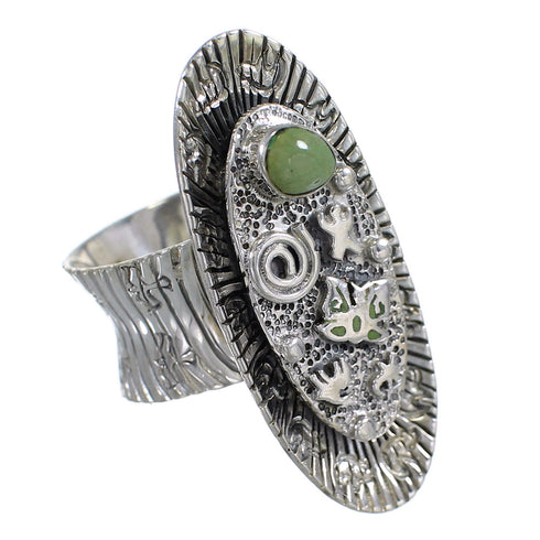 Turquoise Southwestern Silver Butterfly Bear Ring Size 7-1/4 WX81059