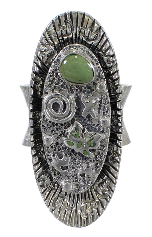 Turquoise Southwestern Silver Butterfly Bear Ring Size 7-1/4 WX81059
