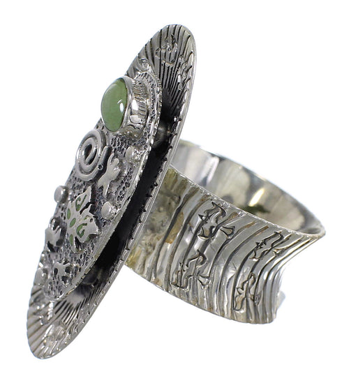 Turquoise Southwestern Silver Butterfly Bear Ring Size 7-1/4 WX81059