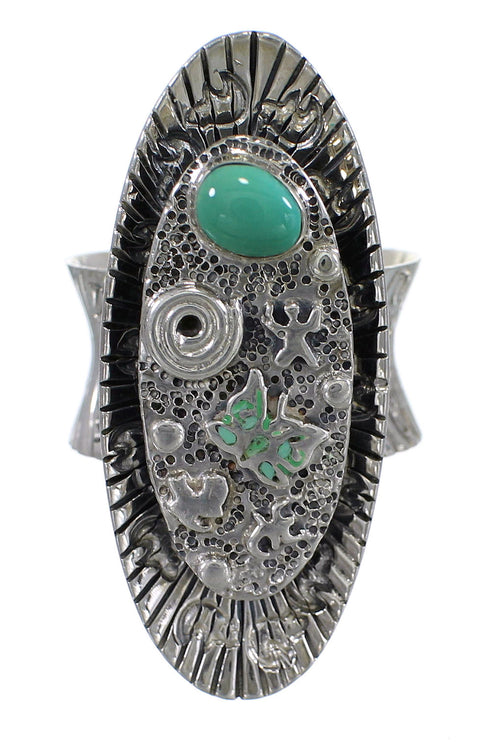 Silver Turquoise Butterfly Bear Southwestern Ring Size 8-1/2 WX81069