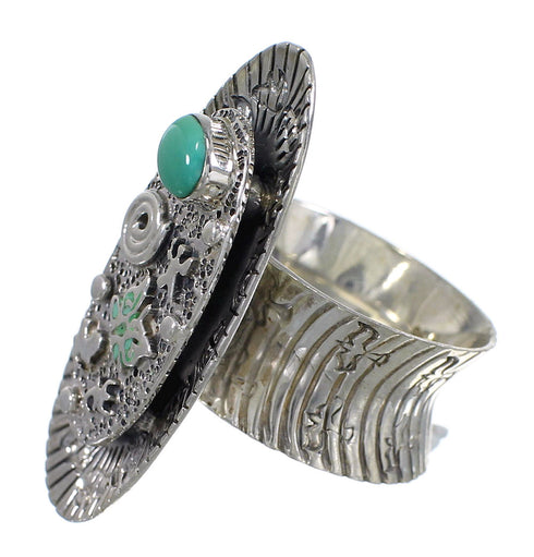 Silver Turquoise Butterfly Bear Southwestern Ring Size 8-1/2 WX81069