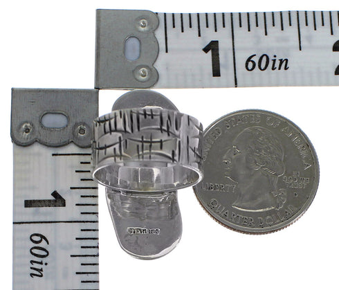 Turquoise And Sterling Silver Southwestern Butterfly Water Wave Ring Size 6-3/4 WX81074