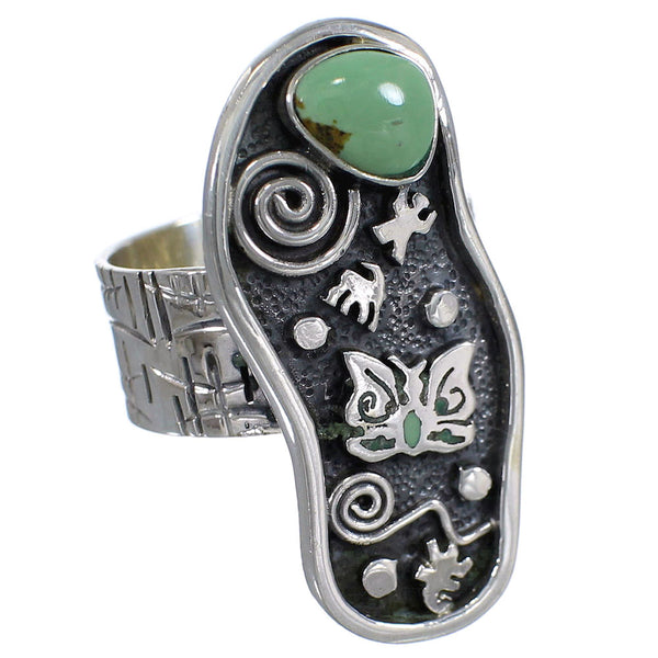 Sterling Silver Southwest Turquoise Water Wave Butterfly Ring Size 8 WX81093