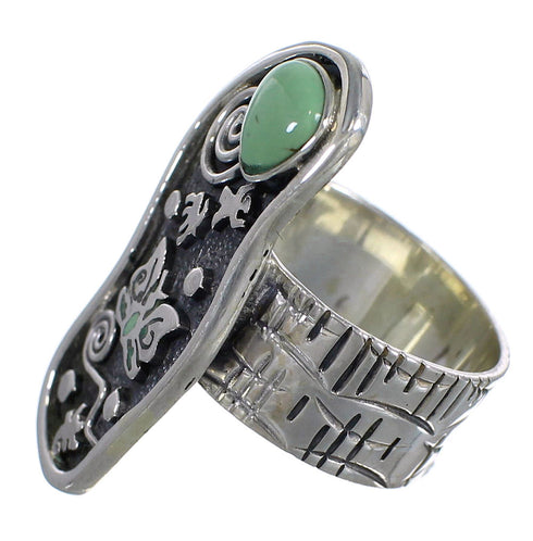 Sterling Silver Turquoise Southwest Butterfly Water Wave Ring Size 6-3/4 WX81086