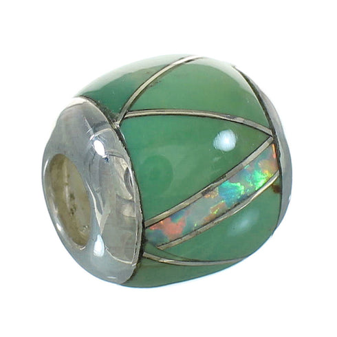 Genuine Sterling Silver Turquoise And Opal Bead Pendant VX65239