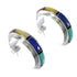 Southwest Genuine Sterling Silver Multicolor Post Hoop Earrings QX72466