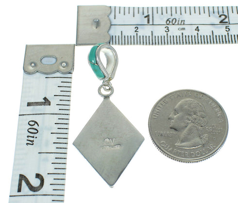 Genuine Sterling Silver Turquoise And Opal Slide Pendant VX65497
