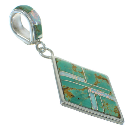 Authentic Sterling Silver Turquoise And Opal Slide Pendant VX65498