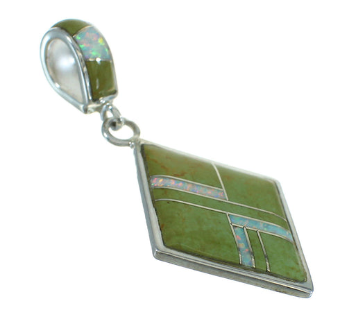 Sterling Silver Turquoise And Opal Southwest Slide Pendant VX65502