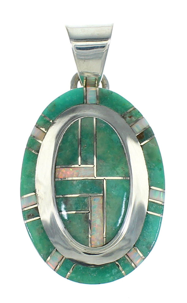 Turquoise And Opal Authentic Sterling Silver Pendant VX65508