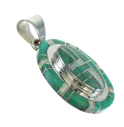 Turquoise And Opal Authentic Sterling Silver Pendant VX65508