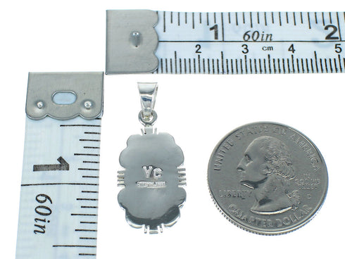 Turquoise And Opal Inlay Genuine Sterling Silver Southwest Pendant VX65538