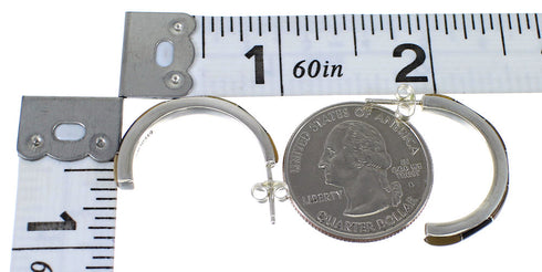 Authentic Sterling Silver Multicolor Southwest Post Hoop Earrings RX65587