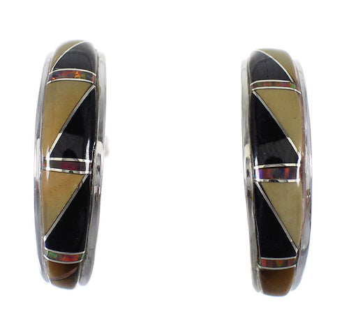Sterling Silver Southwestern Multicolor Post Hoop Earrings RX65642