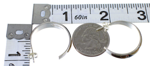 Sterling Silver Southwestern Multicolor Post Hoop Earrings RX65642