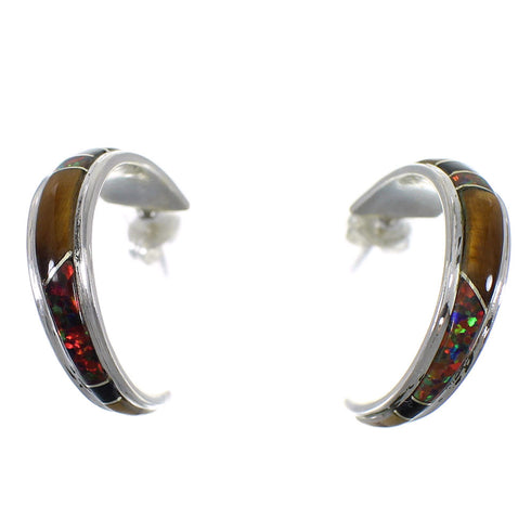 Multicolor Genuine Sterling Silver Post Hoop Earrings RX65646