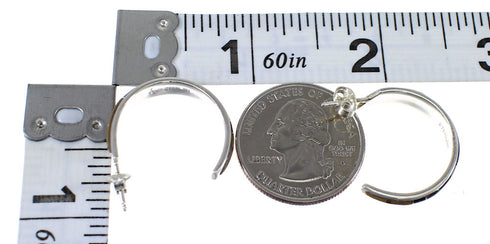 Multicolor Genuine Sterling Silver Post Hoop Earrings RX65646