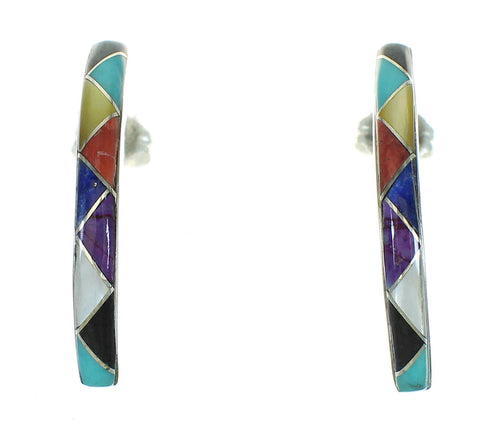 Multicolor Sterling Silver Post Hoop Earrings RX66291