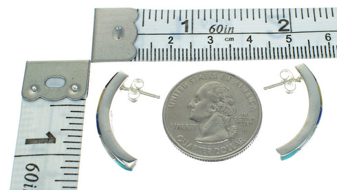 Multicolor Sterling Silver Post Hoop Earrings RX66291