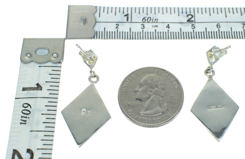 Turquoise And Sterling Silver Southwestern Post Dangle Earrings