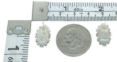 Sterling Silver Magenta Turquoise Opal Inlay Post Earrings RX66439