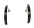 Jet Opal Authentic Sterling Silver Post Hoop Earrings RX65718