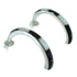 Genuine Sterling Silver Jet Opal Inlay Jewelry Post Hoop Earrings RX65741