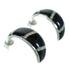 Southwest Jet Opal Inlay Sterling Silver Post Hoop Earrings RX65747