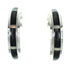 Southwest Sterling Silver Jet Opal Inlay Post Hoop Earrings RX65760