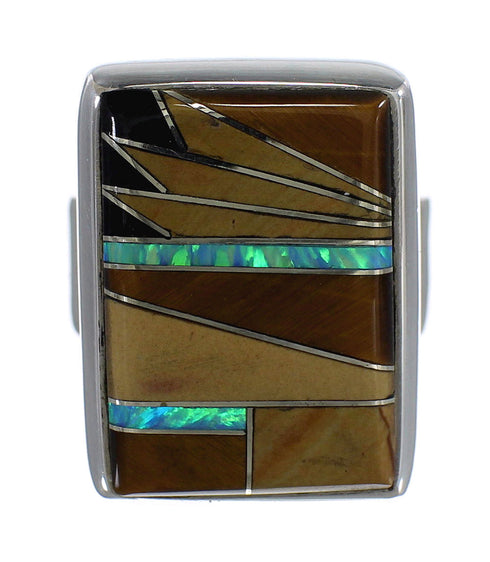 Genuine Sterling Silver Multicolor Jewelry Ring Size 6-1/2 RX82176