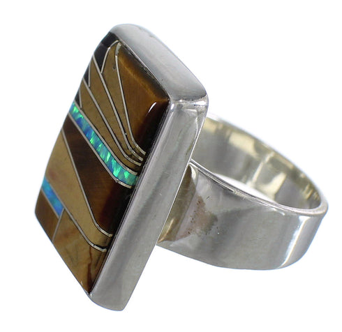 Genuine Sterling Silver Multicolor Jewelry Ring Size 6-1/2 RX82176