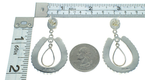 Turquoise Genuine Sterling Silver Post Dangle Earrings AX66755