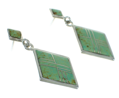 Turquoise And Sterling Silver Southwestern Post Dangle Earrings