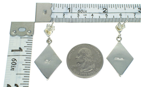 Southwest Silver Turquoise Post Dangle Earrings AX67613