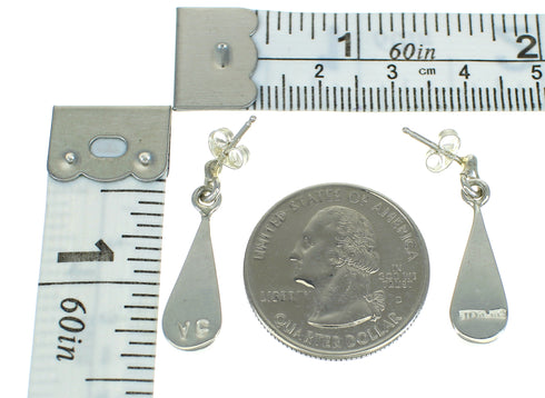 Silver Southwestern Turquoise Inlay Post Dangle Tear Drop Earrings AX67626