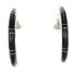 Southwest Genuine Sterling Silver And Jet Inlay Post Hoop Earrings WX66622