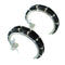 Authentic Sterling Silver And Jet Inlay Southwestern Post Hoop Earrings WX66632