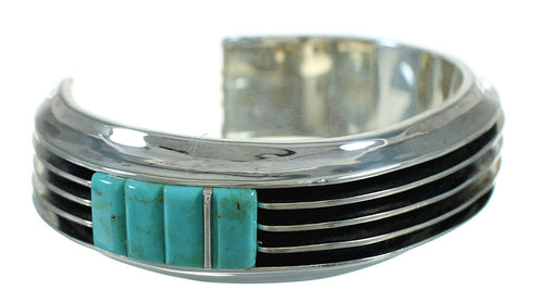 Turquoise Inlay Silver Southwestern Jewelry Cuff Bracelet AX78141