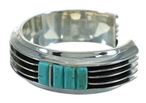 Turquoise Inlay Silver Southwestern Jewelry Cuff Bracelet AX78141