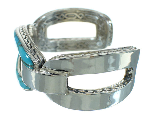 Turquoise Inlay Sterling Silver Southwestern Cuff Bracelet AX78220