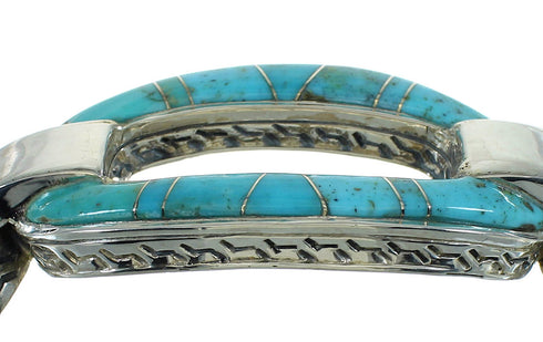 Turquoise Inlay Silver Jewelry Cuff Bracelet AX78227