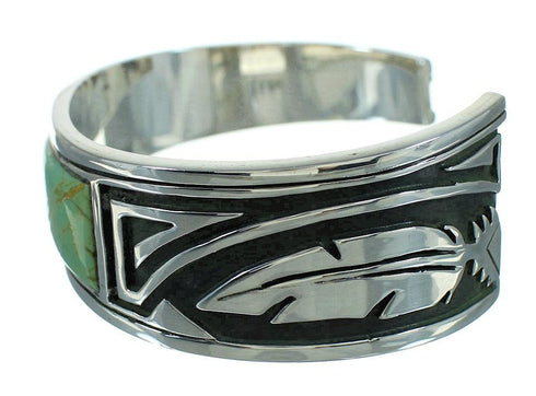 Southwest Turquoise Sterling Silver Feather Cuff Bracelet AX78278