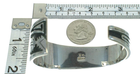 Southwest Turquoise Sterling Silver Feather Cuff Bracelet AX78278