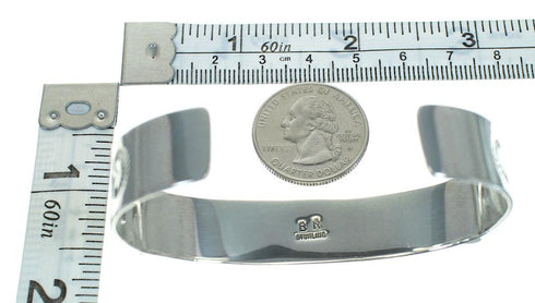 Turquoise Inlay Southwestern Authentic Sterling Silver Cuff Bracelet AX78290