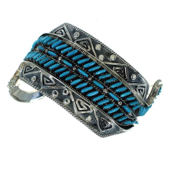Sterling Silver Turquoise Needlepoint Water Wave Cuff Bracelet AX78307