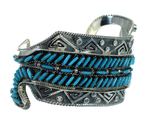 Sterling Silver Turquoise Needlepoint Water Wave Cuff Bracelet AX78307
